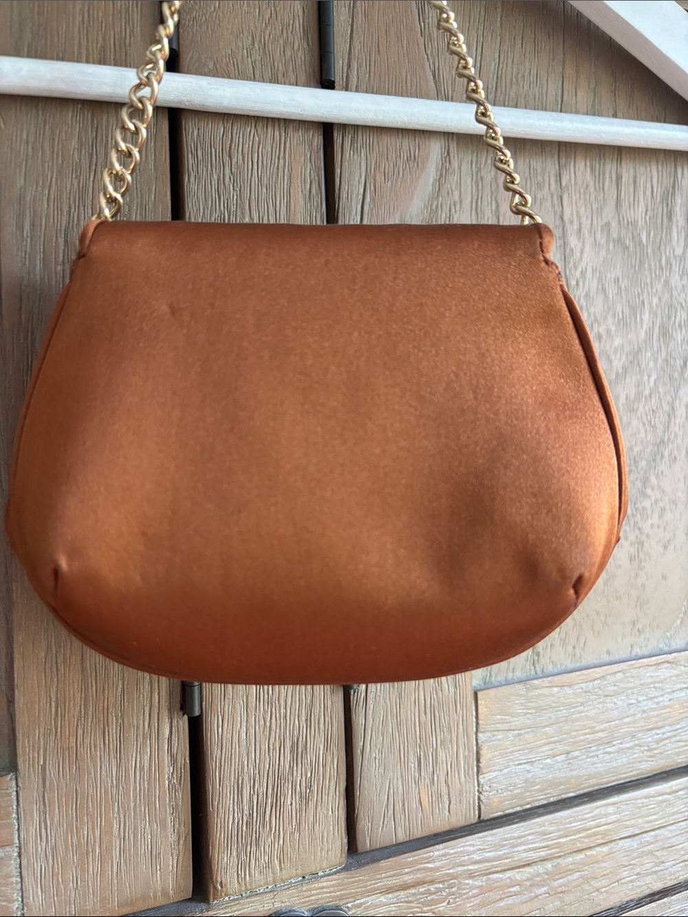 Judith Leiber Satin Mini Bag with Gold Chain - Copper Brown - Picture 6 of 7